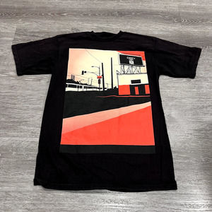 Obey Black Graphic Short Sleeve Tee with Red and Pink Print